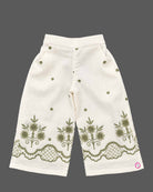Toddler girls embroidered top and trouser set with statement puff sleeves for festive parties