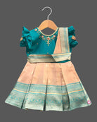 Girls traditional with frill sleeve frock - Dark Green