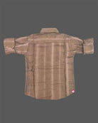 Smart toddler boys button-down casual shirt featuring subtle self-textured stripes and cuffed sleeves.