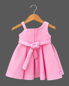 Toddler Girl Scuba Fit-and-Flare Dress with dimensional rose appliques for festive wear
