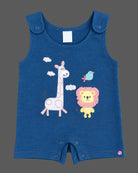 Baby boy printed short sleeve t-shirt and blue animal graphic short romper set
