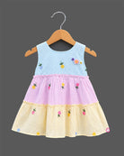 Baby girl seersucker frock with pineapple embroidery for casual outings