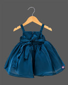 Toddler Floral Organza Frock for Birthday Party and Evening Reception featuring a large 3D flower appliqué bodice with comfortable shoulder straps.