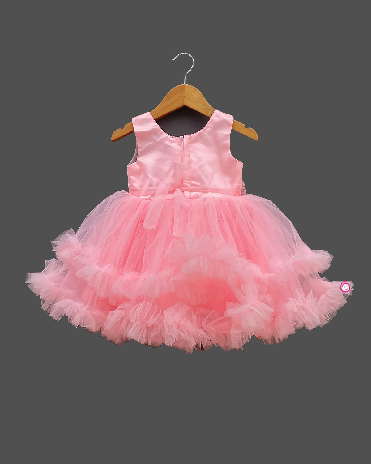 Girls ruffled with partywear frock - Peach