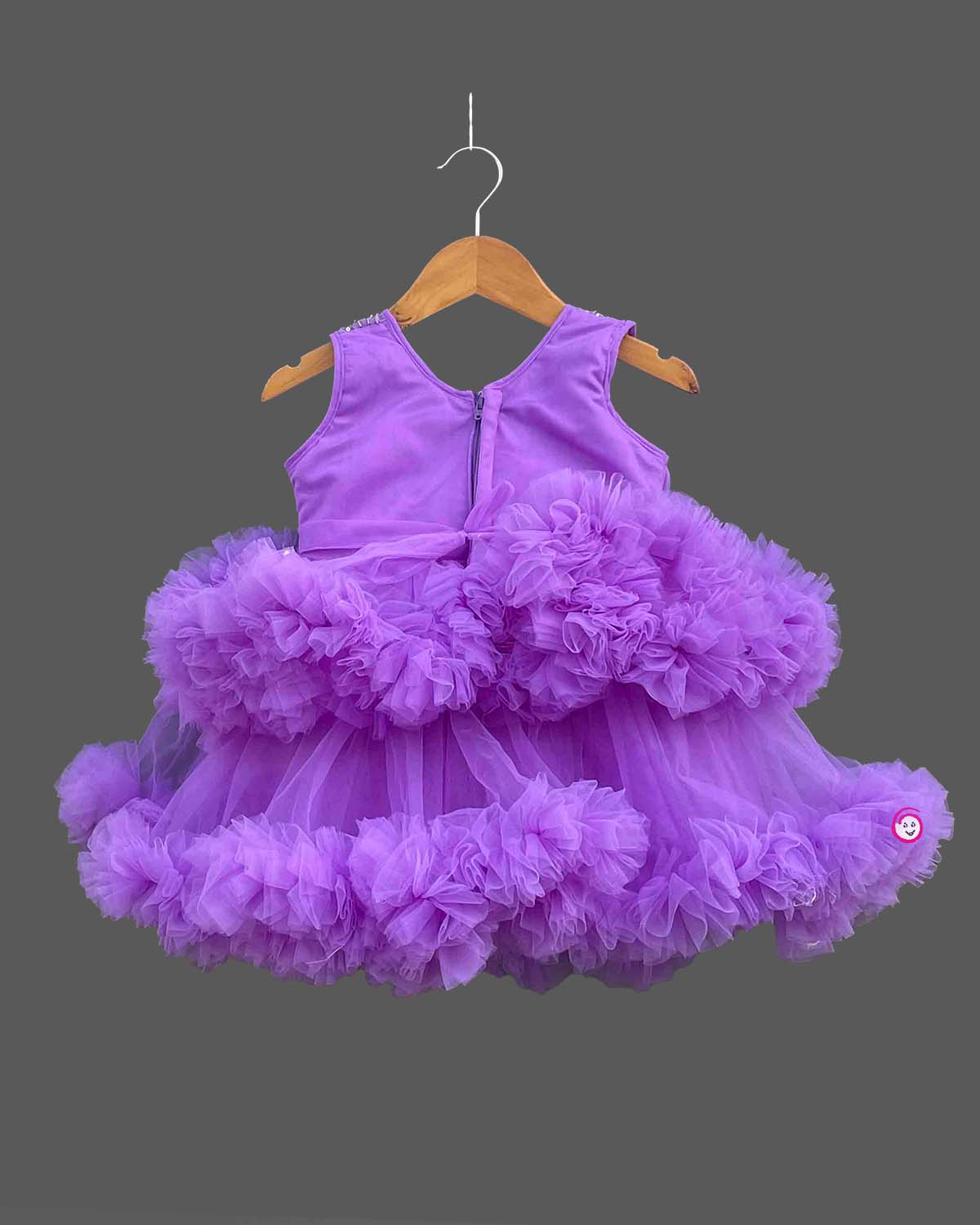 Tiered ruffle tulle baby party wear dress with sequin embellished bodice for girls
