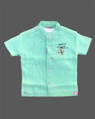 young prince cotton shirt and denim shorts set for boys casual wear