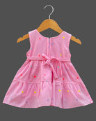 Girls heart embroidery design with casual frock - Pink