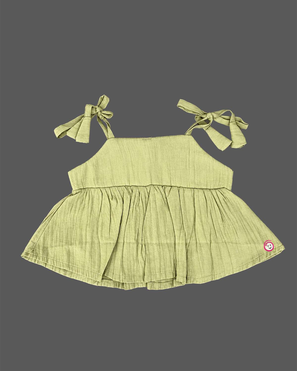Toddler shoulder tie up sleeveless cotton top with bow accent for girls casual wear and birthday party outfits