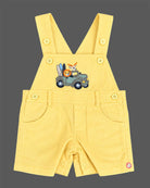 Baby clothes animal print t-shirt and yellow embroidered short dungaree set