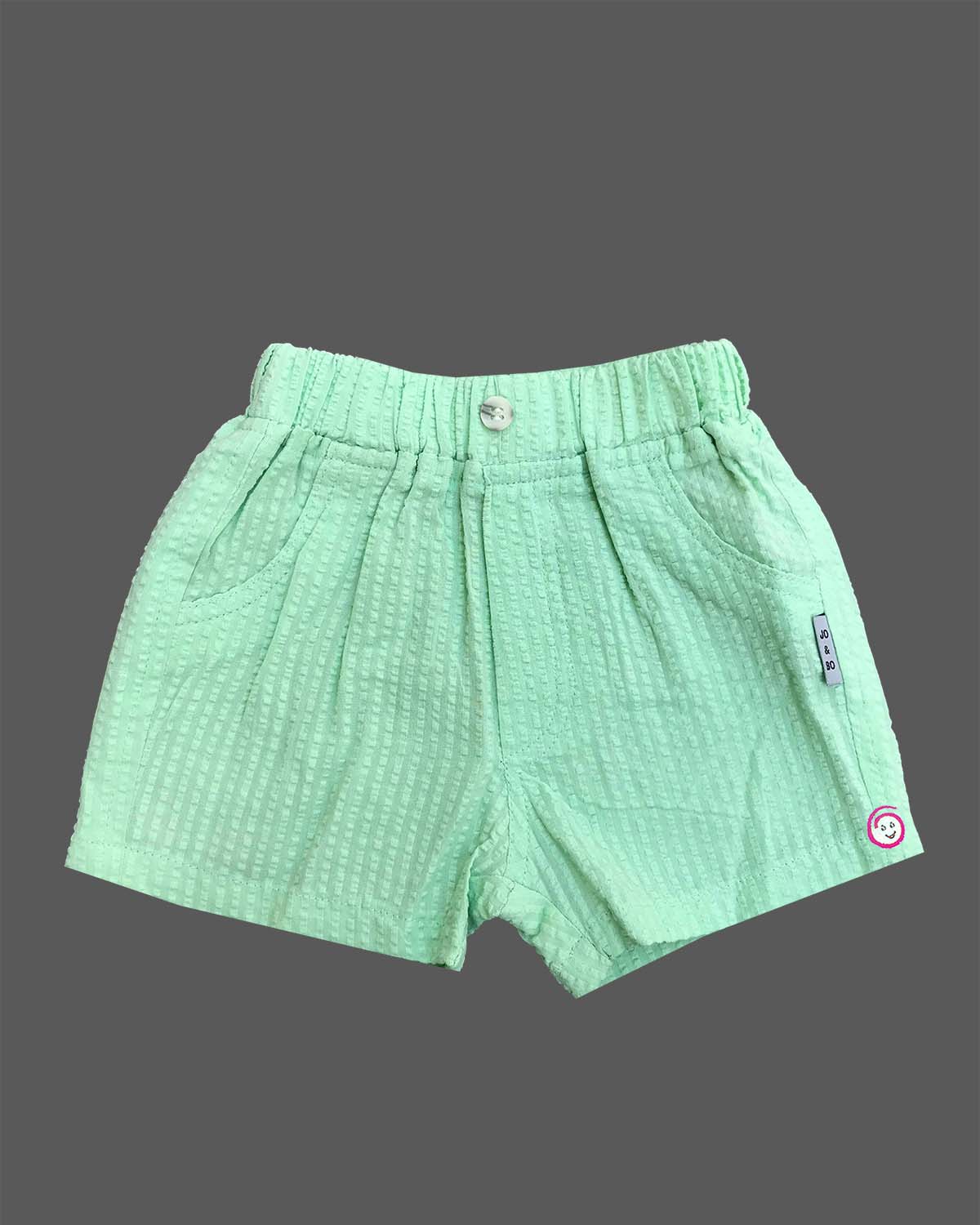 Baby boy embroidered textured cotton short sleeve button-down shirt with matching shorts set for everyday playwear