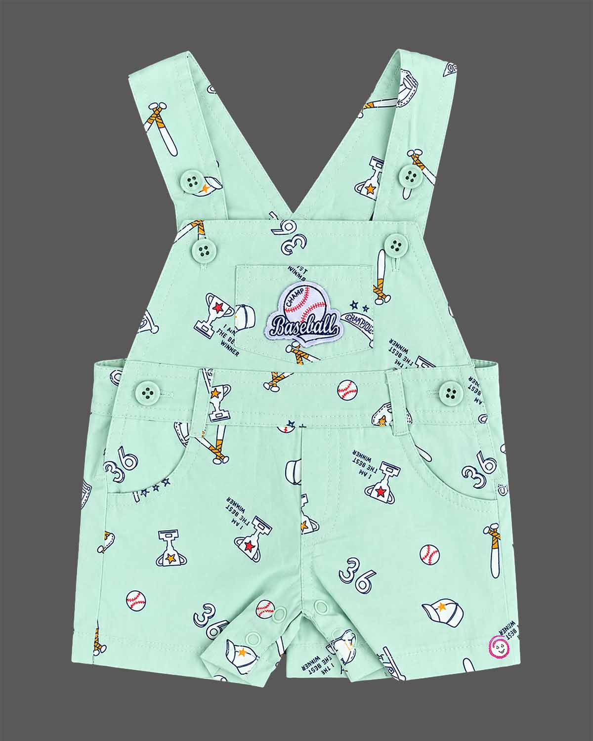Mint printed boys dungaree set with black short sleeve t shirt
