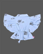 Girls floral print flutter sleeve western top with drawstring waist for party wear and outings