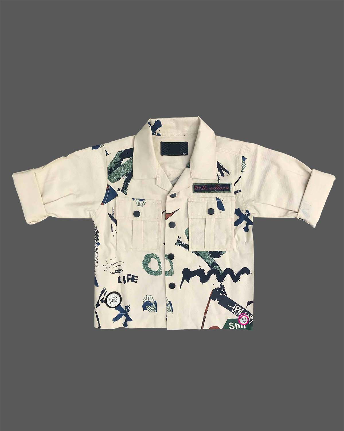 little gentleman abstract print shirt and pants set for boys party wear