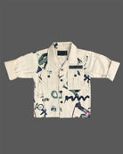 little gentleman abstract print shirt and pants set for boys party wear