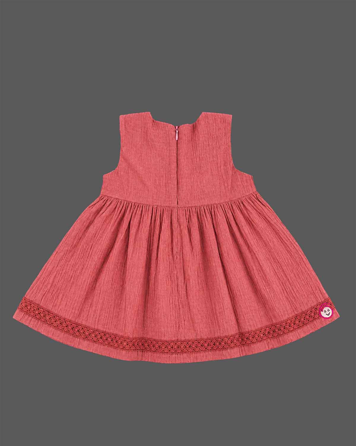 infants frock textured cotton dress for infant casual play wear