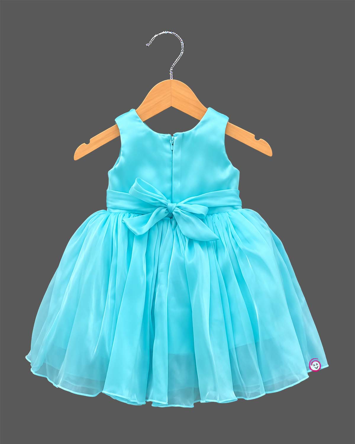 Infant net frock with front bow detail, childrens party wear dress for birthday celebration