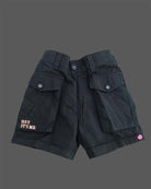 Toddler printed camp collar shirt paired with utility cargo shorts for young boys