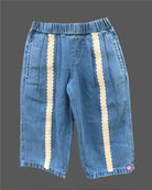 Baby Girl Denim Top Set with Bows and Lace Detailing for Kids Western Wear