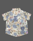 Toddler floral cotton short sleeve shirt with button placket for casual playdates