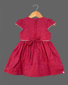 Girls cap sleeve with plain casual frock - Maroon