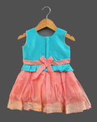 Girls Sleeveless with traditional Frock - Sky Blue