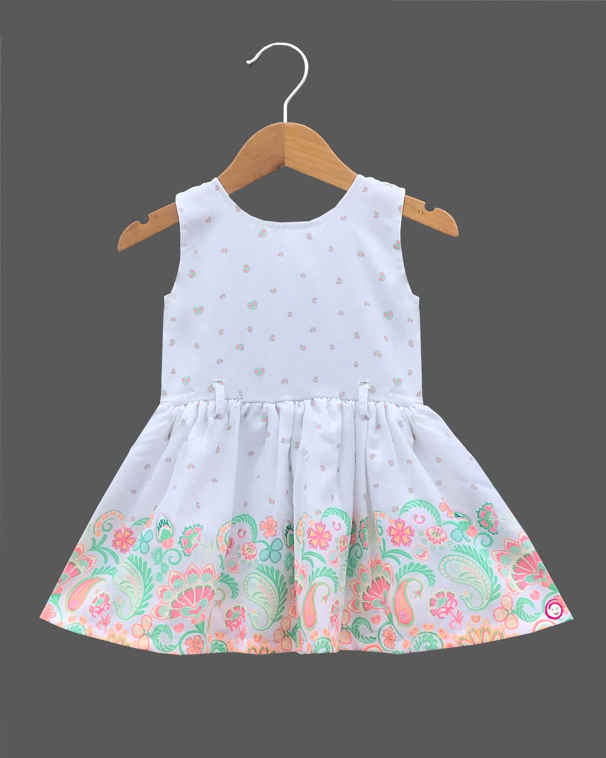 Girls elegant design western frock with overcoat - White