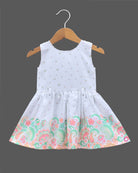 Girls elegant design western frock with overcoat - White