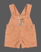 Boys dungaree set with nautical printed round neck t-shirt and light brown dungaree shorts