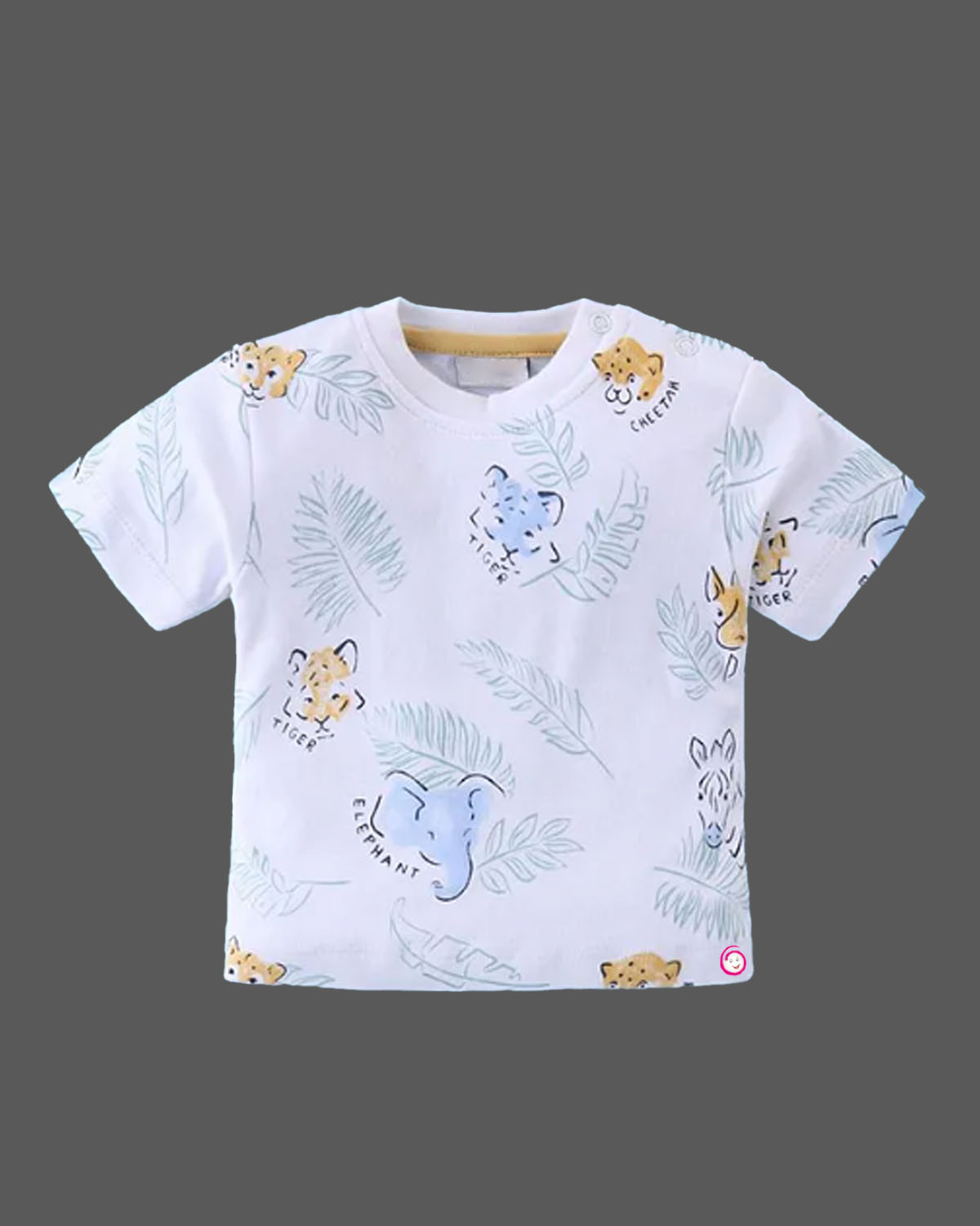 Boys animals printed romper with half sleeves top - Pastel Yellow