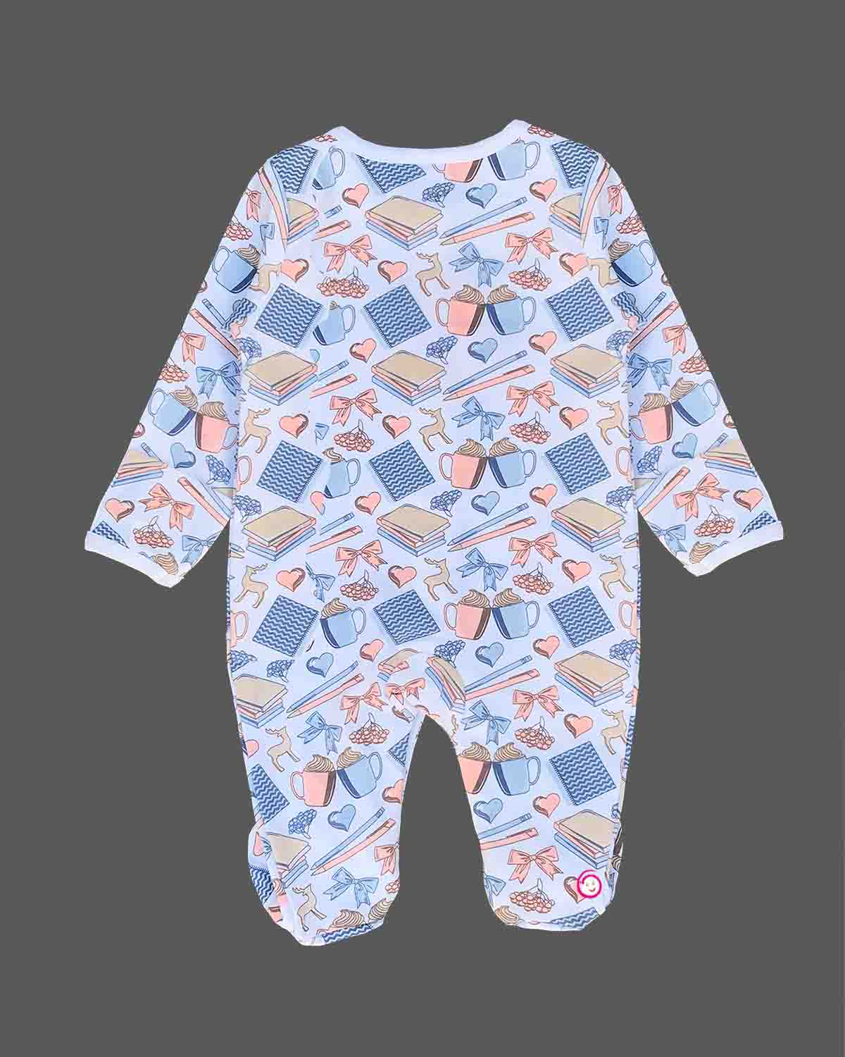 Kids overall printed full romper - Cream
