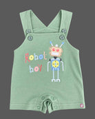 Baby boy striped t-shirt and green robot dungaree romper baby clothes set