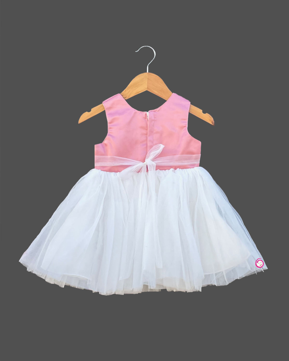 Girls floral embroidery with party frocks - Rose Pink