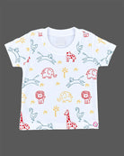 Baby boys animal print t-shirt and blue dungaree set
