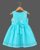 Sleeveless Cotton Frock For Baby Girl With Embroidered Florals, Butterflies And 3D Flower Corsage