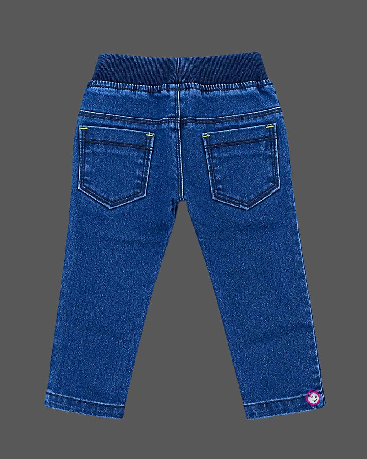 Toddler washed denim pant with elastic drawstring waistband for dress for boys styling.