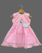 Girls barbie embroidery with traditional frock - Baby Pink