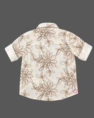 Baby boy floral embroidered cotton shirt with roll up sleeves and spread collar