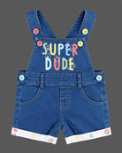 Boys dungaree set with alphabet print t-shirt and denim shorts