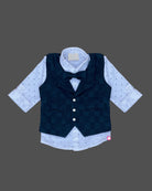 Boys full sleeve waistcoat set - Ariel Blue