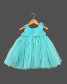 Girls floral applique with partywear frock - Sea Green