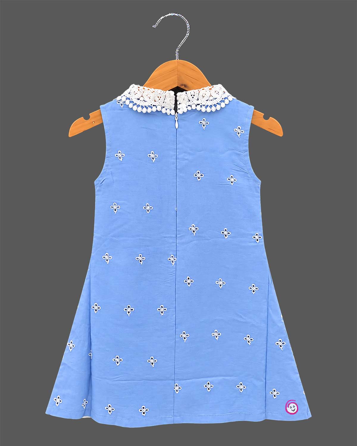 infants frock with lace collar for girls casual wear and birthday party
