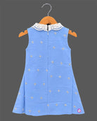 infants frock with lace collar for girls casual wear and birthday party