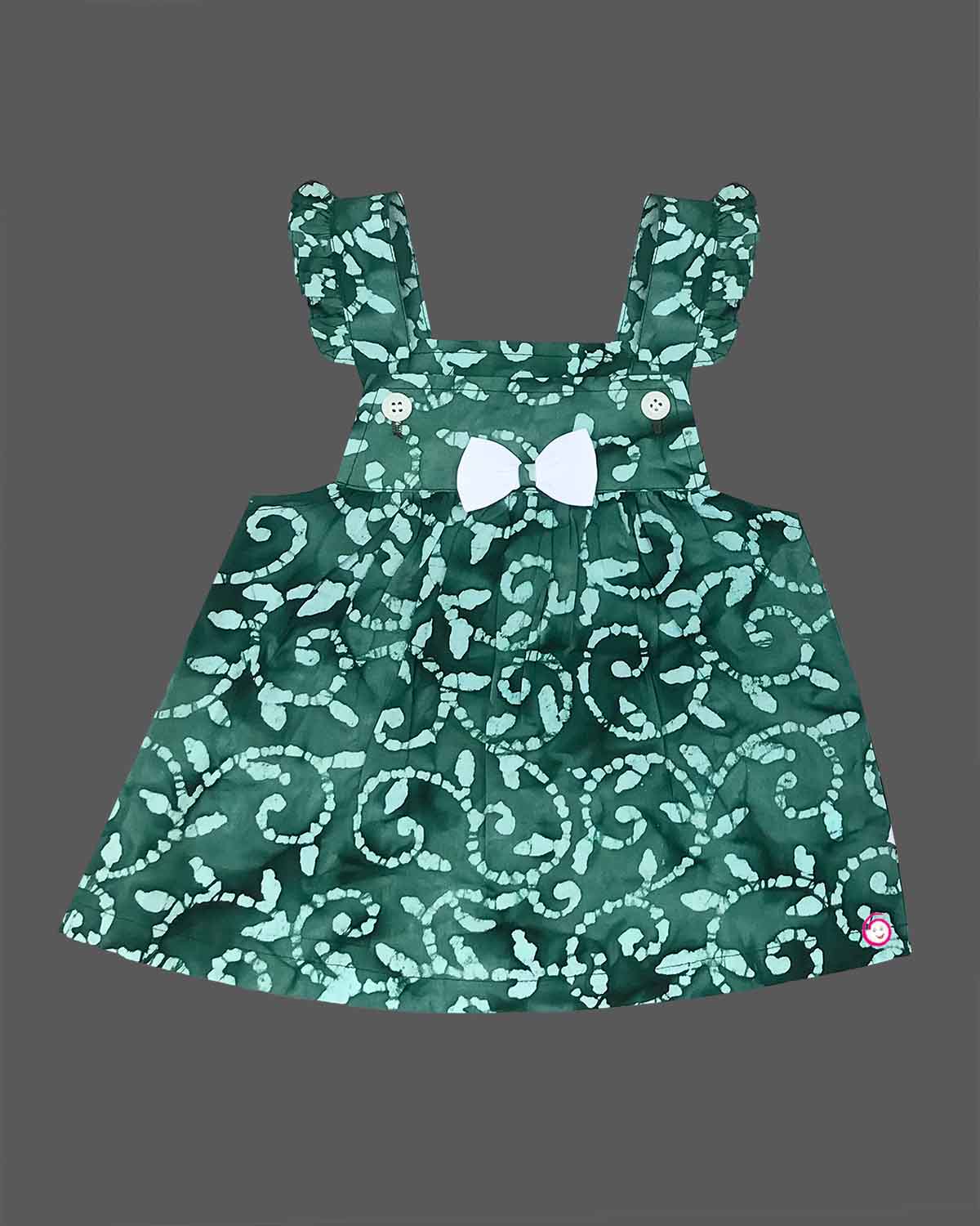 Girls unic design printed pinafore - Dark Green
