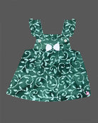 Girls unic design printed pinafore - Dark Green
