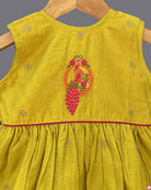 Girls Beautiful Peacock And Flower With leaf Embroidery Frock