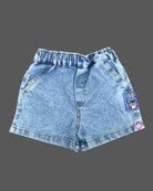 Boys casual short sleeve knitted t-shirt with chest pocket lion graphic paired with elastic waist denim shorts set