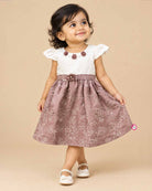 Baby girl cap sleeve floral dress with waist flower applique