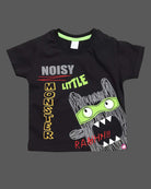 Boys monster printed tee with shorts - Dark Grey