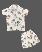 Two-piece boys clothing set with printed shirt and matching shorts for children