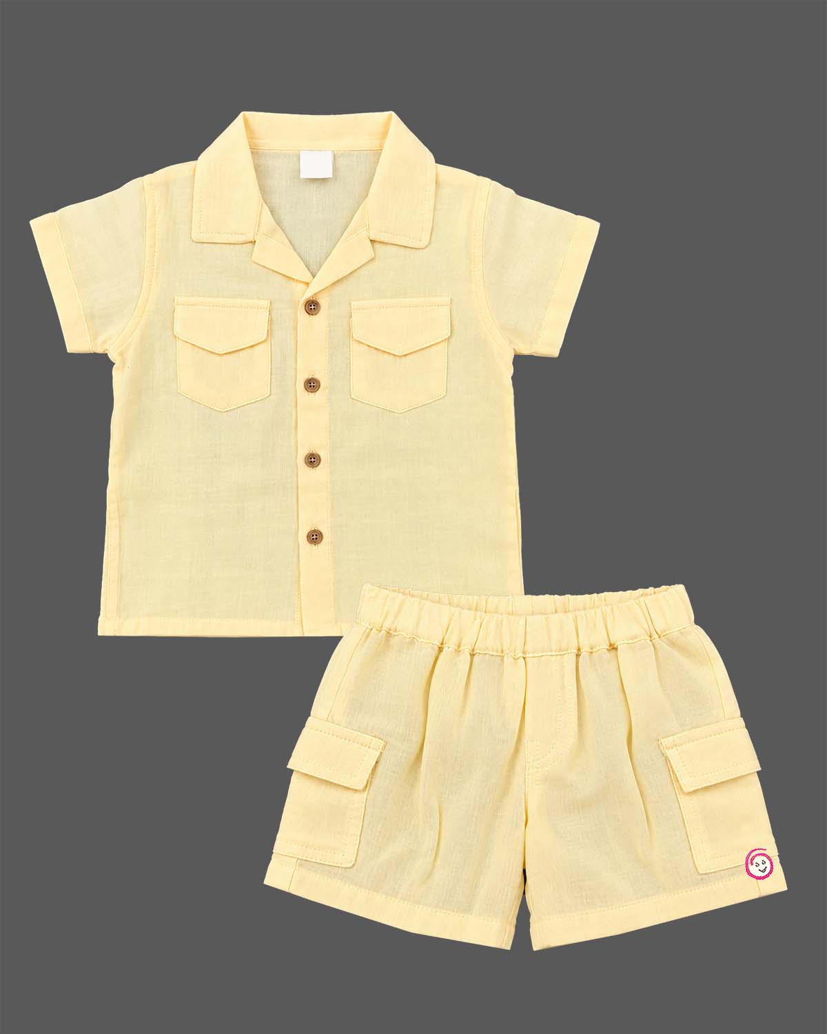 Infant boys short sleeve collar button down shirt and cargo shorts casual matching set
